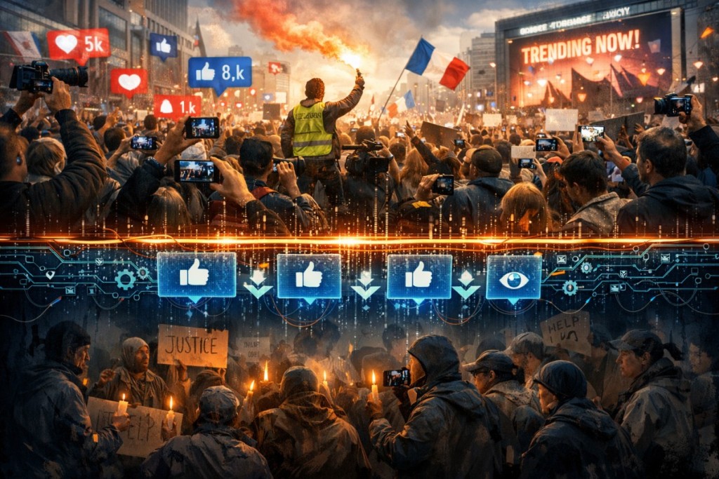 Η εξέγερση που βλέπουμε και η εξέγερση που κρύβεται. Πώς οι αλγόριθμοι των social media αποφασίζουν ποιες διαμαρτυρίες θα γίνουν viral και ποιες θα μείνουν αόρατες